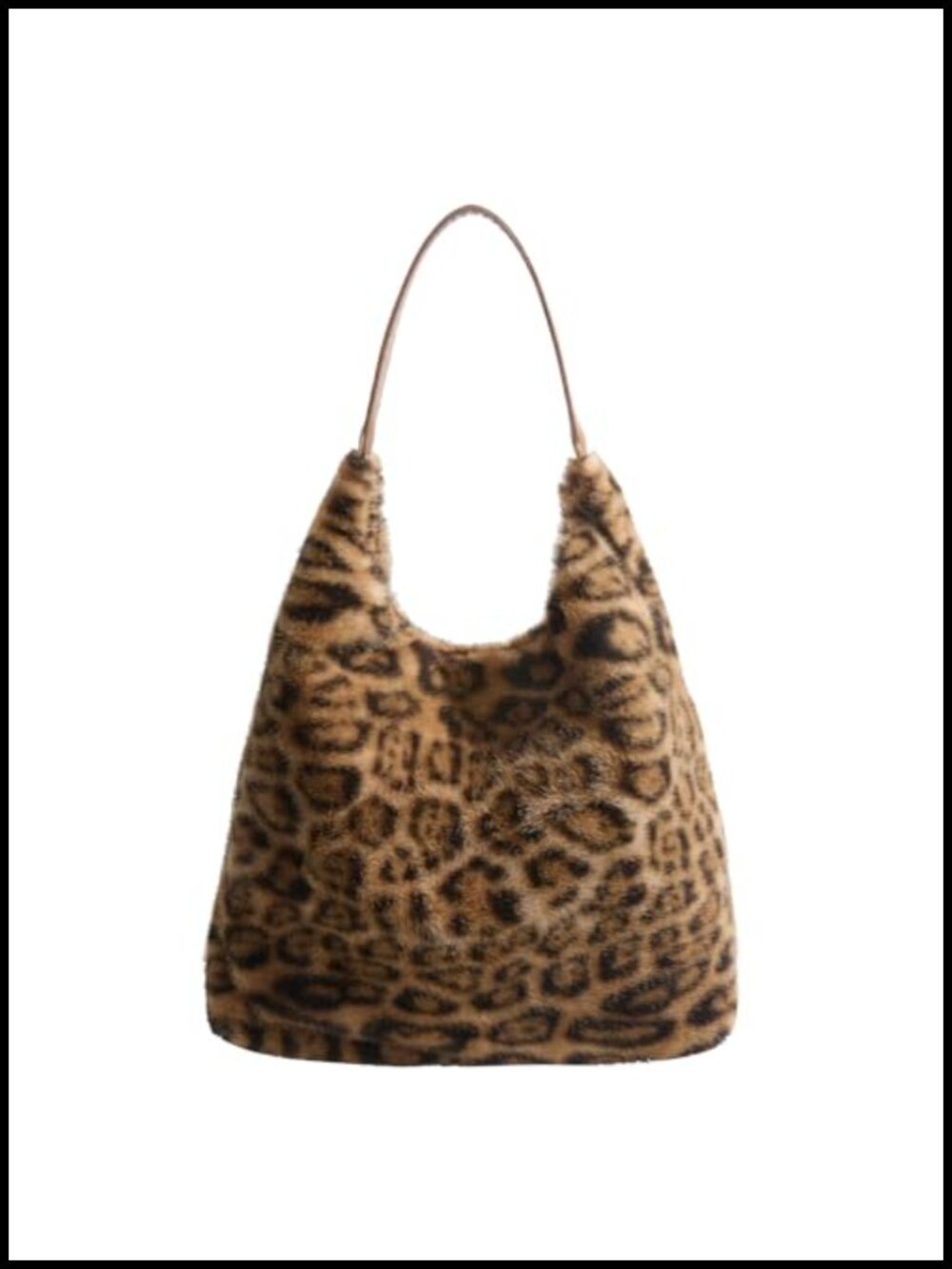 Faux Fur Leopard Print Slouchy Tote Bag Furry Shoulder Handbag Y2K Purse w